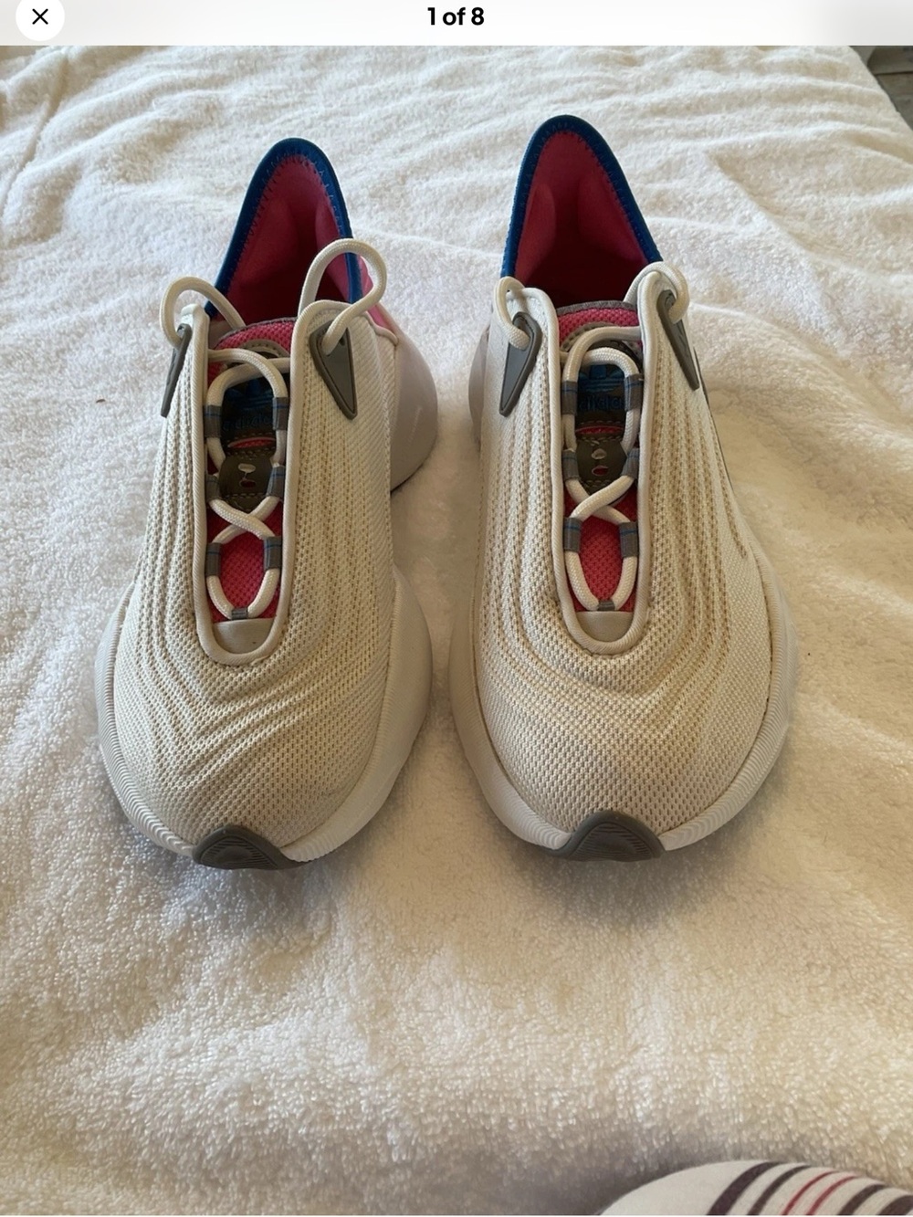 adidas Women's Cream Sneakers with Pink and Blue Accents